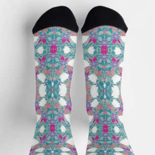 Cute colourful vintage floral pattern leggings socks