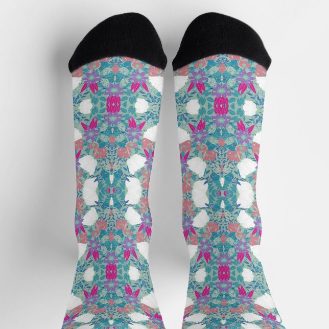 Cute colourful vintage floral pattern leggings socks (Top)
