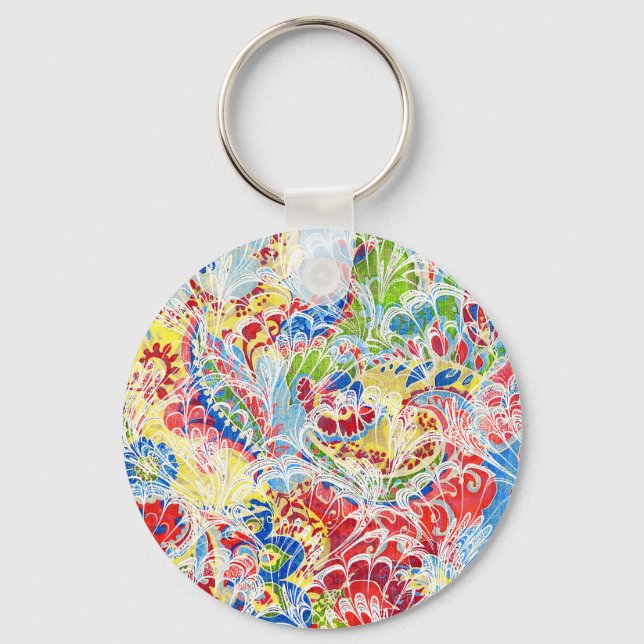 Cute colourful vintage floral samsung galaxy walle keychain (Front)