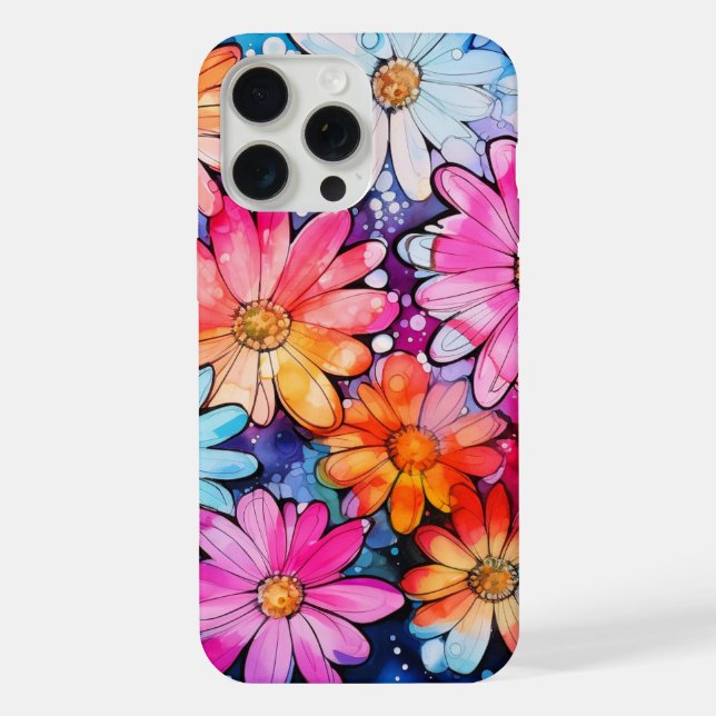 Cute Colourful Vintage Flower Art iPhone Case (Back)