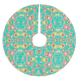 Cute colourful vintage paisley pattern brushed polyester tree skirt
