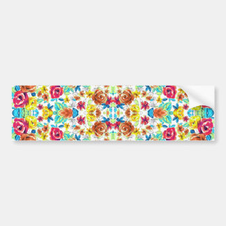 Cute colourful vintage roses patterns bumper sticker