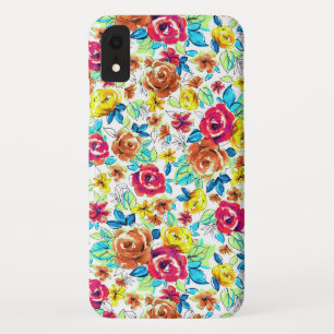 Cute colourful vintage roses patterns iPhone XR case