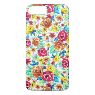 Cute colourful vintage roses patterns Case-Mate iPhone case