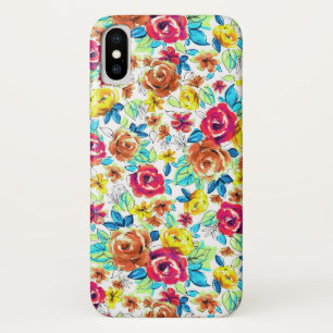 Cute colourful vintage roses patterns Case-Mate iPhone case