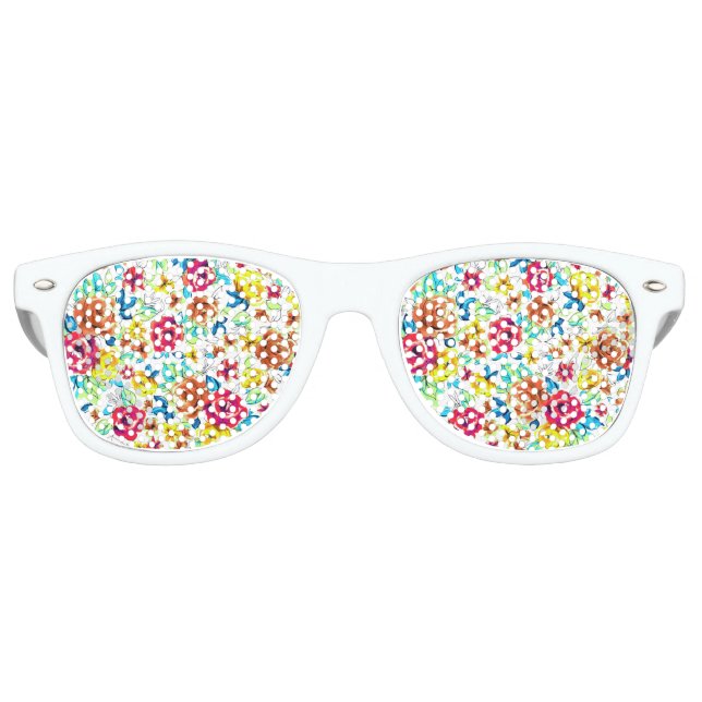 Cute colourful vintage roses patterns retro sunglasses (Front)