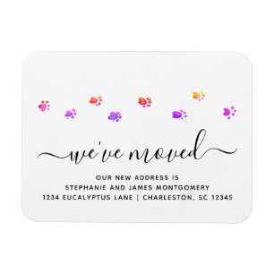 Cute Colourful Walking Paws Moving New Address Magnet