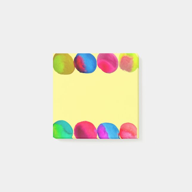 Cute colourful watercolor art stationery post-it notes (Front)
