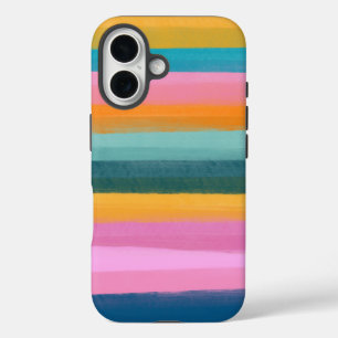 Cute Colourful Watercolor Brush Stroke Stripes iPhone 16 Case