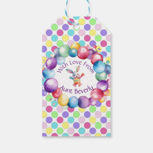Cute Colourful Watercolor Bunny and Polka Dots Gift Tags