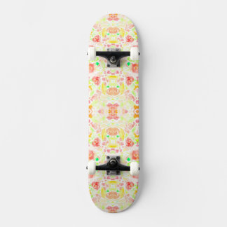 Cute colourful watercolor floral pattern skateboard