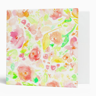 Cute colourful watercolor flowers binder