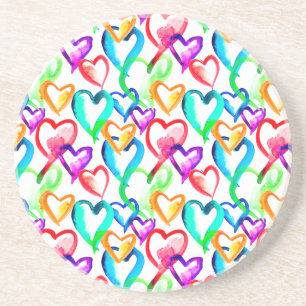 Cute colourful watercolor flowers coaster
