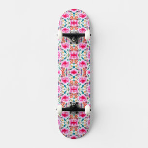 Cute colourful watercolor flowers license plate fr skateboard