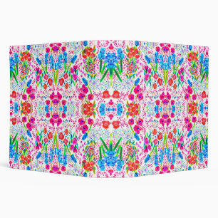 Cute colourful watercolor flowers pattern binder