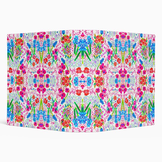 Cute colourful watercolor flowers pattern binder (Background)