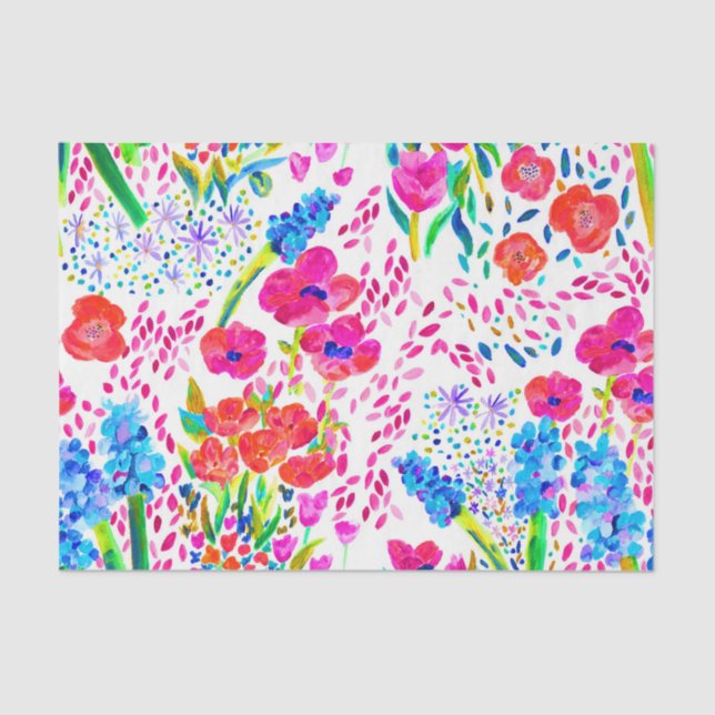 Cute colourful watercolor flowers pattern tissue paper (Front)