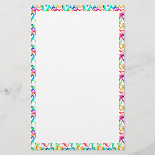 Cute colourful watercolor hearts pattern stationery