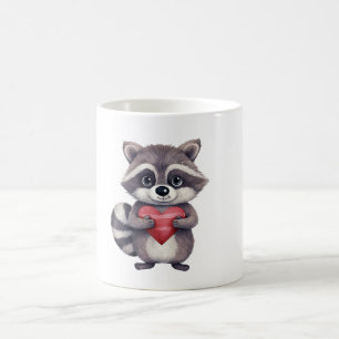cute colourful watercolor raccoon with heart   coffee mug