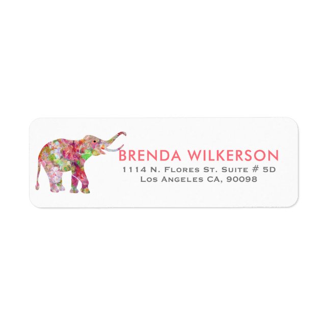 Cute Colourful Watercolors Flowers Elephant (Front)