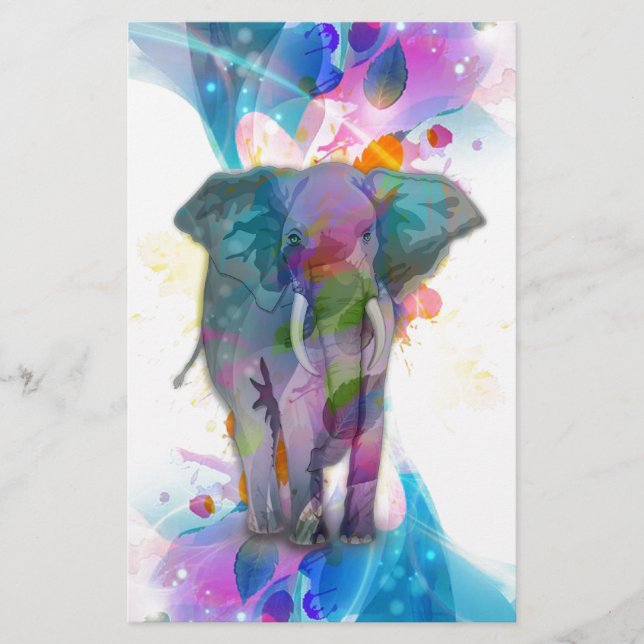 cute colourful watercolours splatters elephant (Front)