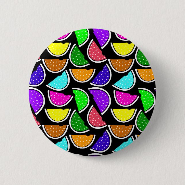 Cute colourful watermelon pattern 2 inch round button (Front)