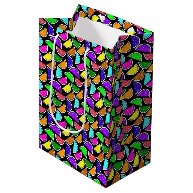 Cute colourful watermelon pattern medium gift bag (Front Angled)