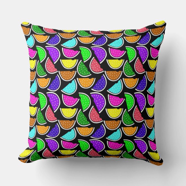 Cute colourful watermelon pattern throw pillow (Front)