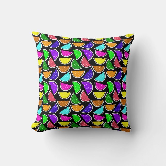 Cute colourful watermelon pattern throw pillow (Front)