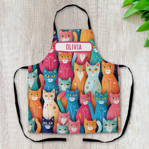 Cute Colourful Whimsical Kittens Personalized Apron