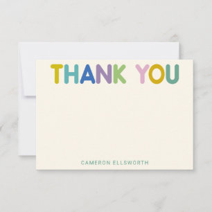 Cute Colourful Whimsical Modern Typography Custom Thank You Card