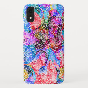 Cute colourful white flowers patterns iPhone XR case