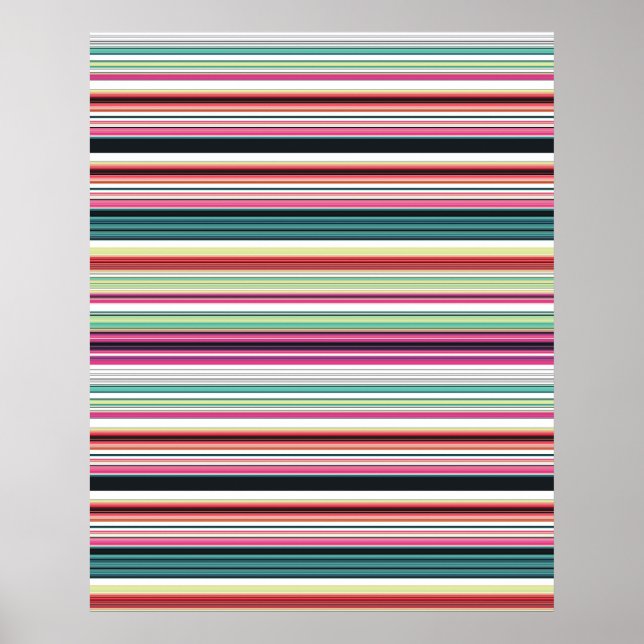 Cute colourful white stripes poster (Front)