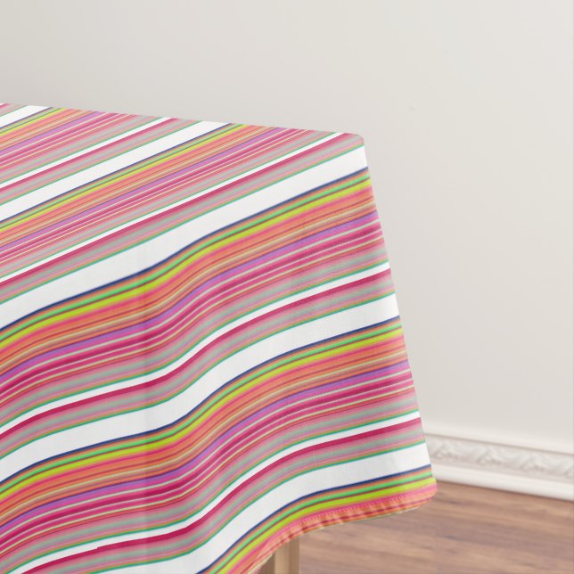 Cute colourful white stripes tablecloth (In Situ)