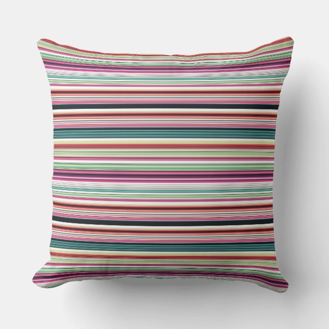 Cute colourful white stripes throw pillow (Front)