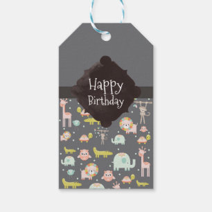 Cute Colourful Wild Animals Nursery Art Birthday Gift Tags