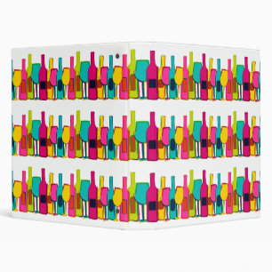 Cute colourful wine bottles pattern binder
