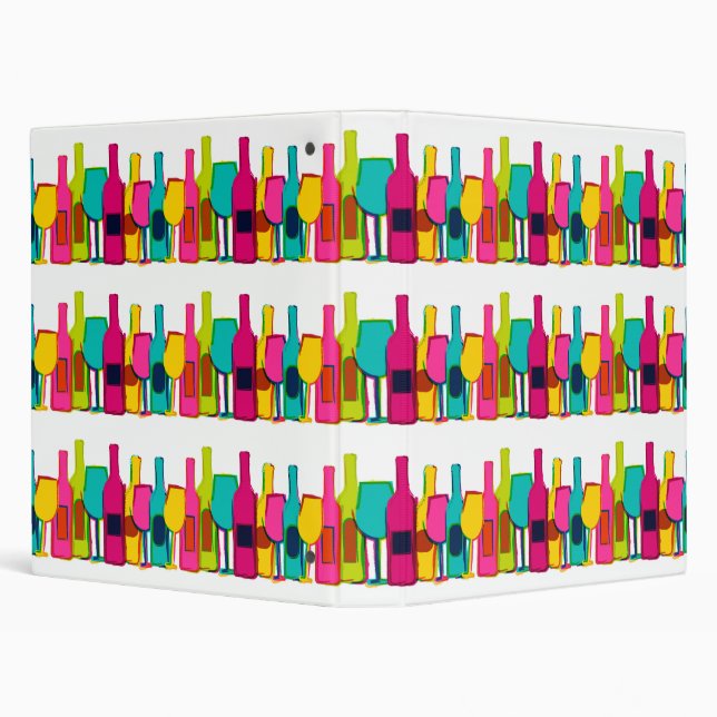 Cute colourful wine bottles pattern binder (Background)