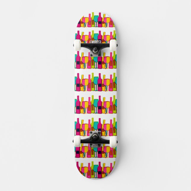 Cute colourful wine bottles pattern case for iPad  Skateboard (Front)