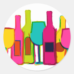 Cute colourful wine bottles pattern Case-Mate iPho Classic Round Sticker