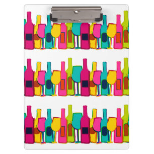 Cute colourful wine bottles pattern clipboard