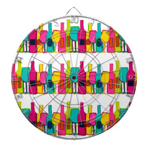 Cute colourful wine bottles pattern dartboard