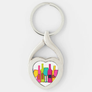 Cute colourful wine bottles pattern keychain