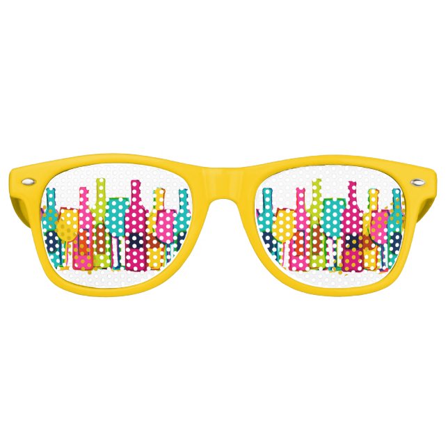 Cute colourful wine bottles pattern retro sunglasses (Front)