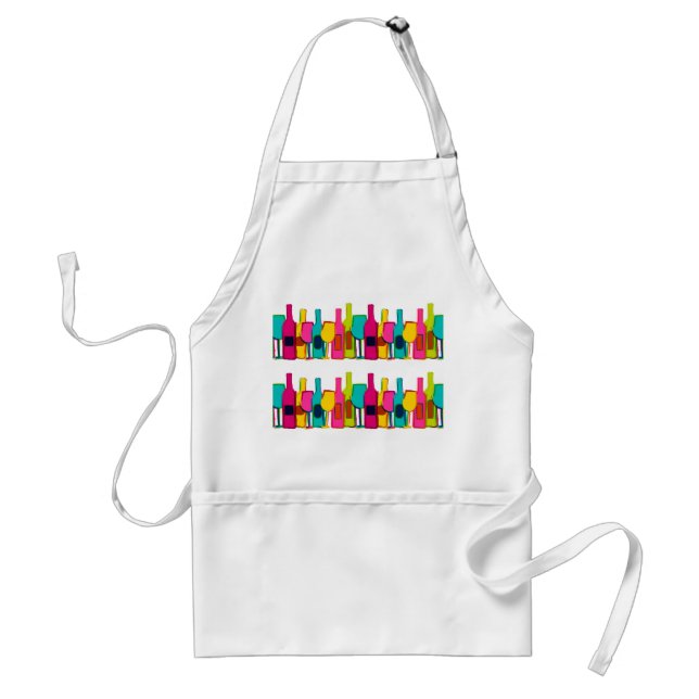 Cute colourful wine bottles pattern standard apron (Front)