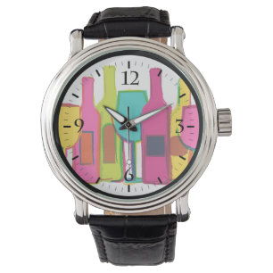 Cute colourful wine bottles pattern wine bag watch