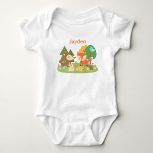 Cute Colourful Woodland Animal For Babies Baby Bodysuit