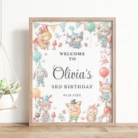 Cute Colourful Woodland Animals Birthday Party