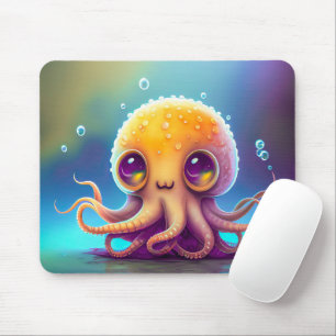 Cute Colourful Yellow Octopus Alien Artwork   Mouse Pad
