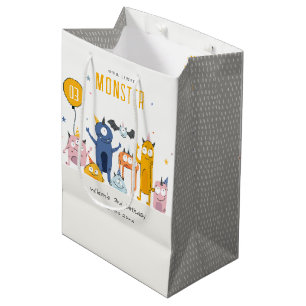 Cute Colourful Yellow Party Monsters Kids Birthday Medium Gift Bag